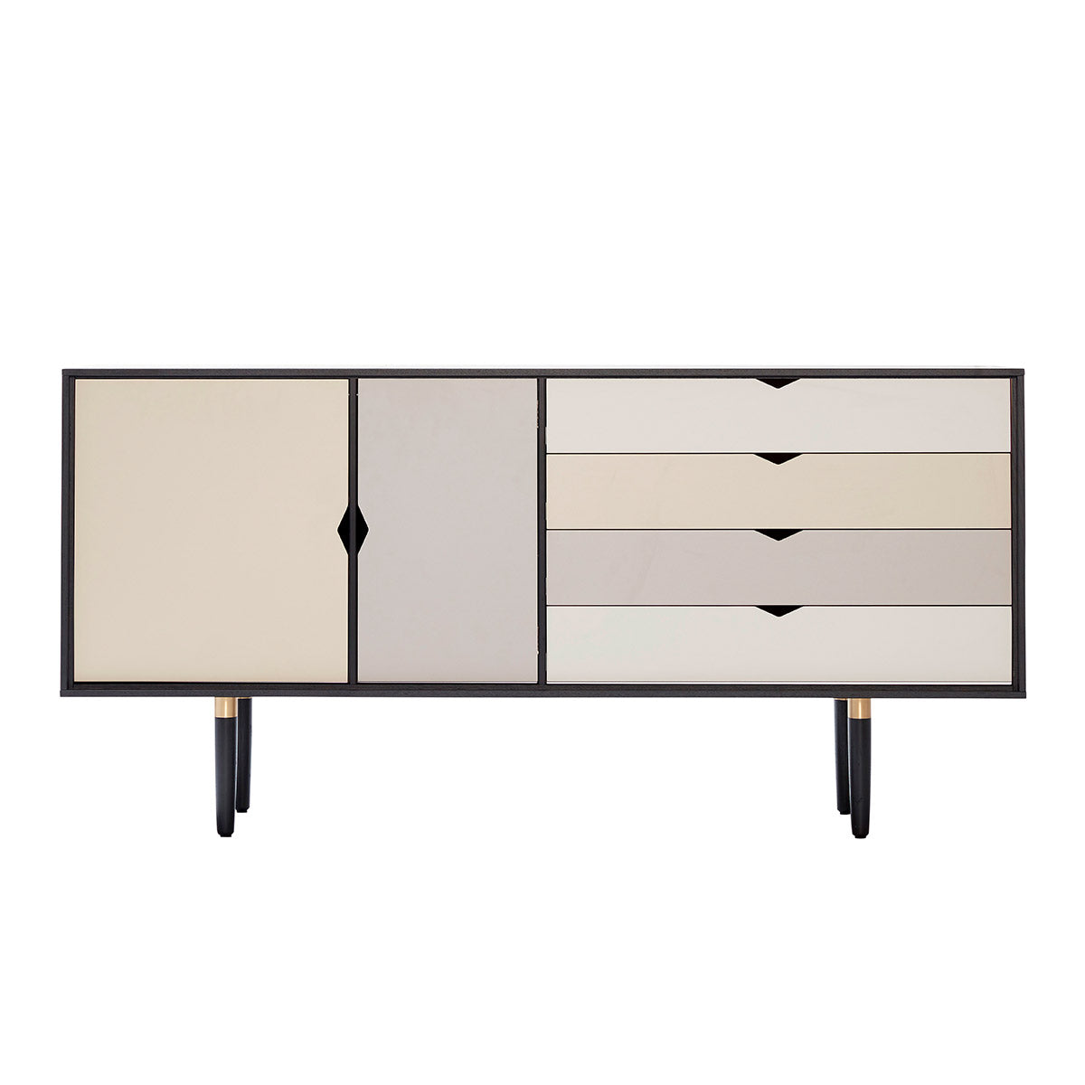 Andersen Furniture - S6 sideboard i sort med flerfarvede fronter - B163xD43xH80 cm - Andersen Furniture - DesignGaragen.dk