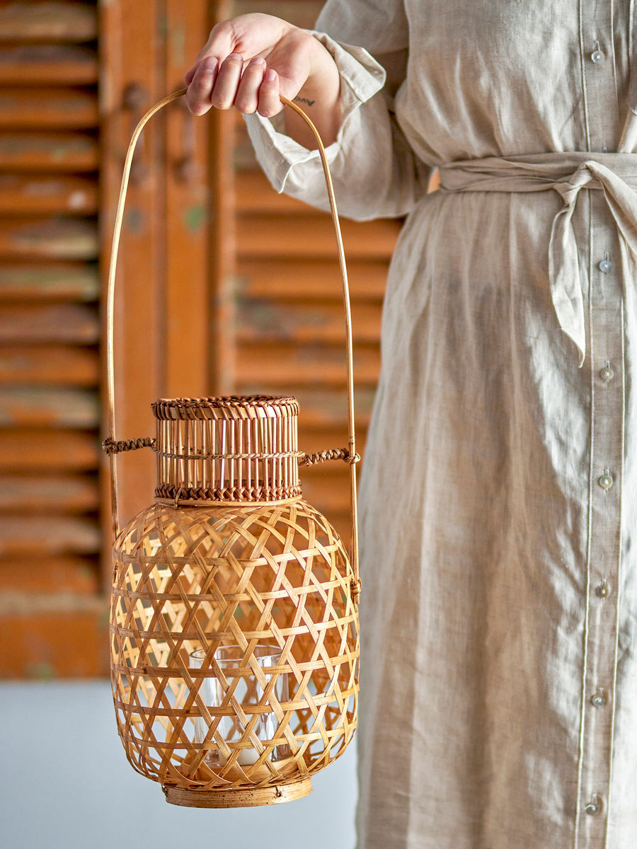 Luova kokoelma Lerka Lantern w/lasi, luonto, bambu