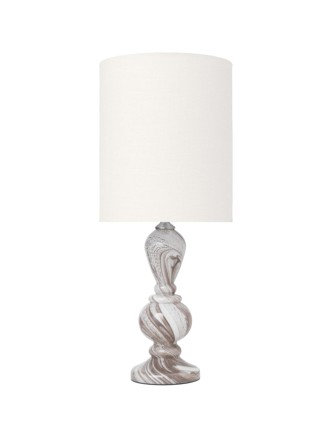 Viihtyisä elävä Christine Glass Lamp - Taupe Swirl w. Gertrud Ivory -varjo