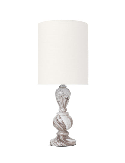 Viihtyisä elävä Christine Glass Lamp - Taupe Swirl w. Gertrud Ivory -varjo