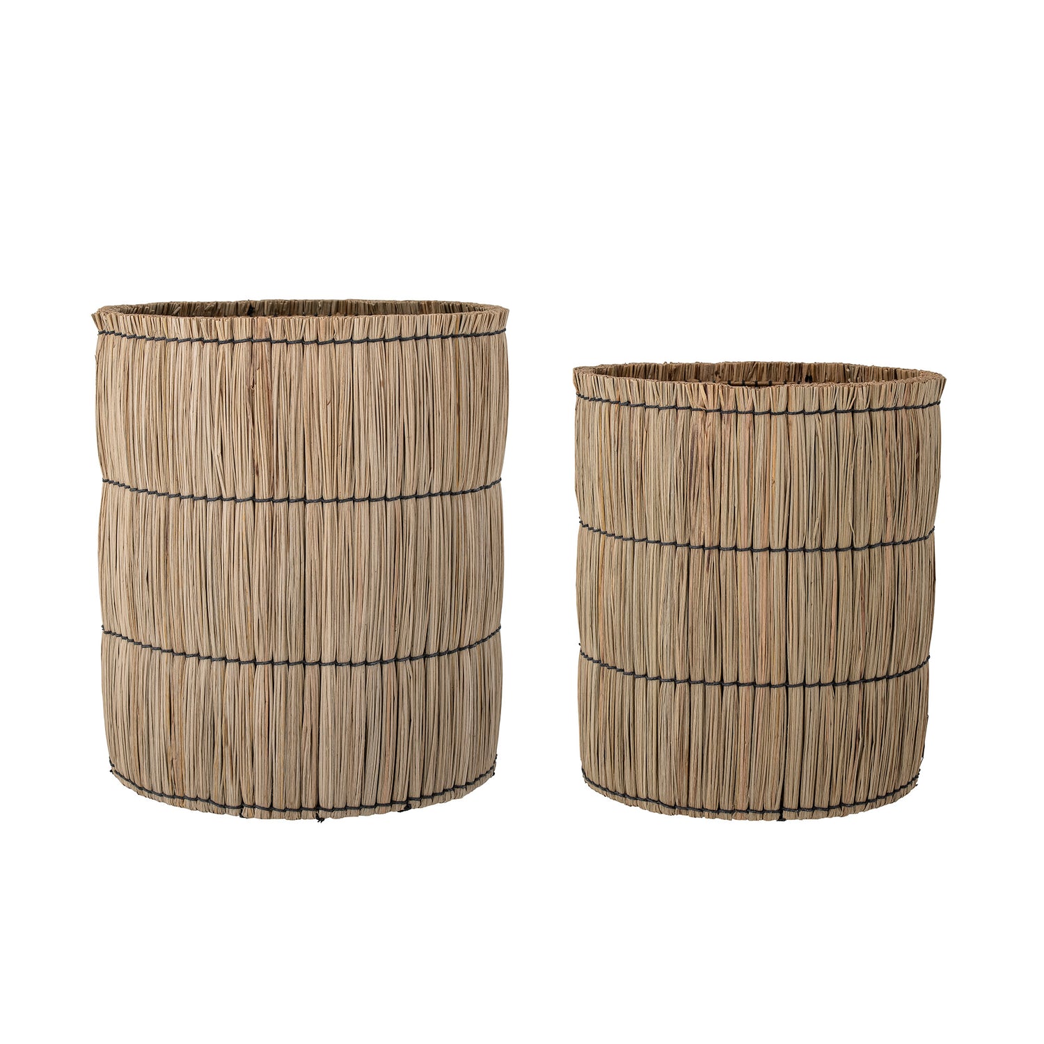 BLOOMINGVILLE Elit Kurv, Natur, Mendong Grass - D33,5xH37/D38,5xH42,5 cm, Set of 2 - DesignGaragen.dk.